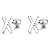 X Form Ohrringe Sterling Silber 925 Ohrstecker Knorpel Ohrringe Kreuz Ohrringe Winzige...