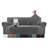 MAXIJIN Thick Velvet Sofabezüge 3-Sitzer Super Stretch rutschfeste Couchbezug für Hunde...