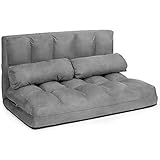 GOPLUS 2 Sitzer Bodensofa mit 2 Kissen, 3 in 1 Sofabett Liege Sofa mit 6 stufig...