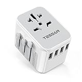 TESSAN Reiseadapter Weltweit, Universal Steckdosenadapter mit 4USB und 1AC Steckdose,...