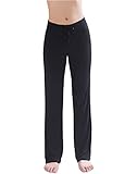 HOEREV Frauen Soft Modal Slimming Hose Yoga Hosen Pyjama-Hose, Schwarz, M