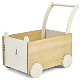 DREAMADE 2 in 1 Lauflernwagen aus Holz, Lauflernhilfe mit Stauraum, Spielzeugkiste,...