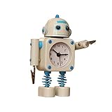 GizmoGoose Roboterwecker Edelstahl - Weckuhr ohne Ticken mit blinkenden Augenlichtern und...