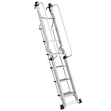 Aluminium-Bodentreppe Dachbodentreppe mit Handlauf, Alu Teleskopleiter Teleskop...