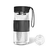 Afenau Protein Shaker Glas, 480 ml/16 Oz Shaker Proteinshake Glas mit Edelstahl Protein...