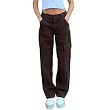 Damen Cargohose Baggy, Lang Cargo Hosen für Frauen High Waist Loose fit Freizeithose...