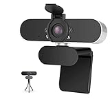 1080P Webcam, HD-Webcam mit Mikrofon Licht, USB PC Camera Sichtfeld mit 90°...