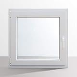 HORI® Dreh-Kipp Kunststoff-Fenster I 2-fach verglast weiß I DIN links I 800 x 800 mm...