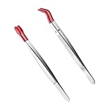 2 Stück Edelstahl Pinzette,Briefmarken Pinzette,Metallaufkleberpinzette mit Weicher...