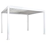 Pergola HWC-J32, Garten Lamellen-Pavillon, 11cm-Alu-Gestell 4x3m - weiß