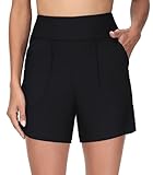 AVACOO Damen Badehose High Waist Badeshorts mit Tasche Wassersport Schwimmshorts Bauch Weg...