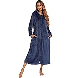 Verve Jelly Damen Kapuzen-Bademantel Flanell Langarm Robe Loungewear Weich Warm Nachthemd...