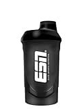 ESN Shaker, Black, 600 ml, auslaufsicher, Shaker mit Messskala zum einfachen Dosieren,...