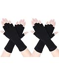 2 Paar Unisex Fingerlose Handschuhe Half Finger Dehnbar Strick Handschuhe Verlängern...