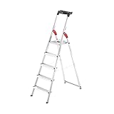 Hailo Stehleiter StandardLine 5 Stufen, belastbar bis 150 kg, mittelgroße Leiter aus...