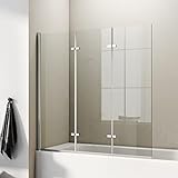 KOBEST 130x140cm Duschwand für Badewanne, Aufsatz, Badewanne, 3 tlg faltwand mit 6mm...