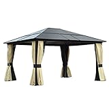 Outsunny Luxus Pavillon Gartenpavillon Alu Gartenzelt Partyzelt mit lichtdurchlässigem PC...