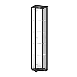 K-Möbel Glasvitrine in Schwarz (176x37x33 cm) mit 4 höhenverstellbaren Glasböden,...