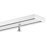 GARDINEUM 1,60 m Gardinenschiene, Aluminium, weiß, glatte, glänzende Oberfläche,...