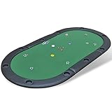 Wakects Poker-Board, Klappbarer Poker-Tisch für 10 Spieler, Pokerteppich mit Tragetasche,...