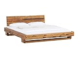 Woodkings® Holzbett Sendai 180x200 Altholz Pinie Holz rustikal mit Baumkanten -...
