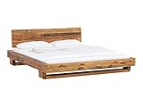 Woodkings® Holzbett Sendai 180x200 Altholz Pinie Holz rustikal mit Baumkanten -...