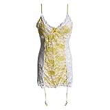 KUKICAT Damen-Nachthemd, erotisch, Slim, Minikleid, florales Spitzenkleid, Babydoll,...