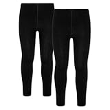 ORIGINAL BASICS Kinder Thermo Leggings mit Fleece (2 Pack) Schwarz 122/134