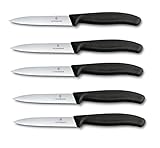 Victorinox 5-tlg Gemüsemesser Set Swiss Classic Schwarz – 10 cm mit Wellenschliff –...