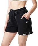 Cozy Panda Kurze Schwarze Hose Damen in S aus Baumwolle - Damenshort Gr. 36 - Hosen für...