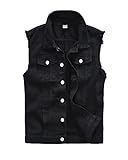 shownicer Herren Denim Weste Zerreißendes Deko Fashion Casual Jeansweste für Freizeit...