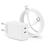 Schnellladegerät für iPhone, 2 Anschlüsse USB C 20 W, Schnellladegerät mit USB C auf...