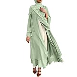 Muslimische Neue Frauen Muslim Weich und Elegant Chiffon Solide Strickjacke Lose Lange...