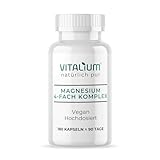 Magnesium 4-fach Komplex 180 Kapseln - 1300mg pro Tagesdosis I Depot + Sofort I mit:...