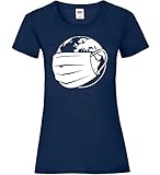 Erde mit Mundschutz Frauen Lady-Fit T-Shirt Navy XL