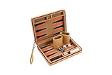 Engelhart- 250501 – Reisetasche Backgammon-Spiel 9 Zoll beige orange und schwarz