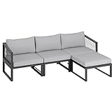 Lounge-Set Willa 4-teilig aus Aluminium Anthrazit | Moderne Gartenlounge mit Kissen &...