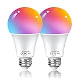 HUTAKUZE Alexa Glühbirnen E27 Smart LED Lampe, 9W 806LM WLAN Mehrfarbige Dimmbare Birne,...