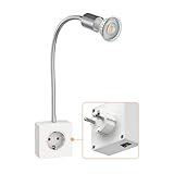 ledscom.de Steckdosenlampe LESCH Leselampe, chrom/weiß inkl. GU10 LED (warmweiß, 7,6W,...