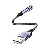 MOSWAG USB auf 3,5 mm Klinke Audio Adapter,Externe USB A Soundkarte auf 3,5 mm Aux Stereo...