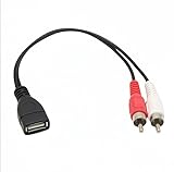 ELNONE 0,2 m USB auf 2 Cinch-Kabel, USB A 2.0 Buchse auf 2 Cinch-Stecker, Splitter für...