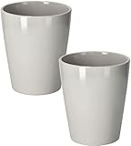 KOTARBAU® 2er Set Keramik Blumentopf Übertopf für Orchideen H 150mm ⌀ 120 mm Grau