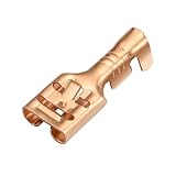 Heschen 100 Stück Flachsteckhülsen 6,3 mm Messing nicht isoliert für Kabel 1-1,5 mm²