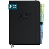 Chäff-Timer Deluxe Kalender 2023/2024 A5 [All Black] Terminplaner 18 Monate: Juli 23 -...