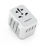 TESSAN Reiseadapter Weltweit, Universal Reisestecker mit 3 USB, 1 USB C und 1AC Steckdose,...