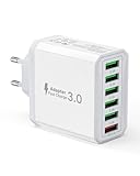 USB Ladegerät, 6-Ports Ladeadapter 33W Adapter Ladestecker mit QC 3.0 Schnellladegerät...