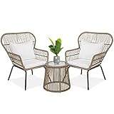 JHKGY 3-Teiliges Patio Conversation Bistro Set,Rattan Stuhl Gesprächs-Sets Mit...