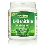 L-Ornithin, 500 mg, hochdosiert, 120 Kapseln - wichtige Aminosäure. Hergestellt durch...