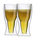 2er Set doppelwandige Thermo-Biergläser (2 Gläser!) aus Borosilikatglas 350ml Füllmenge...