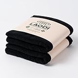 LAODI Premium Handtuch 2er Set 50x100 Finsternis Schwarz, Schwarz, 100% Baumwolle, Dicke...